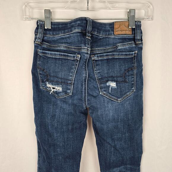 American Eagle Jegging Women's 00 Short Blue Next Level Stretch Distressed - Picture 8 of 16